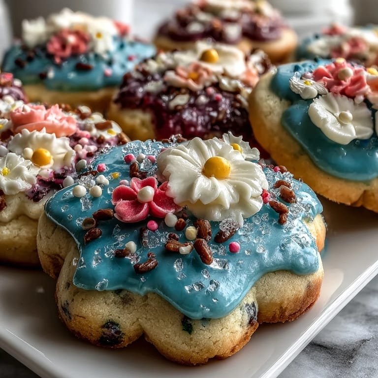 Buttery, melt-in-your-mouth flower cookies decorated with colorful royal icing, ideal for festive springtime gatherings.