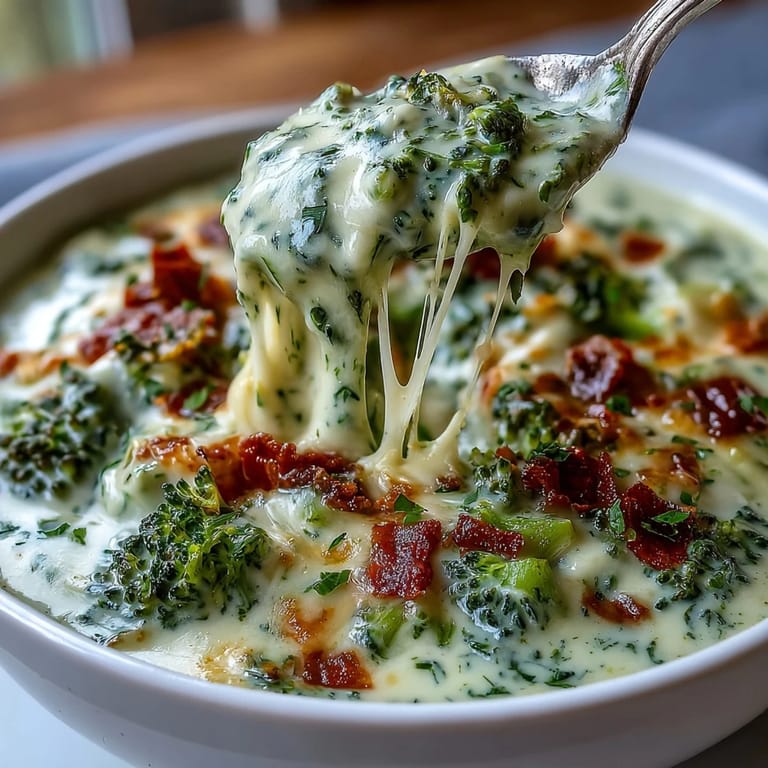 Rich and velvety broccoli cheddar soup served with crusty bread, perfect for a comforting lunch or dinner.  