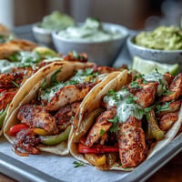 Sheet pan chicken fajitas with colorful peppers, sizzling hot for quick weeknight dinners.